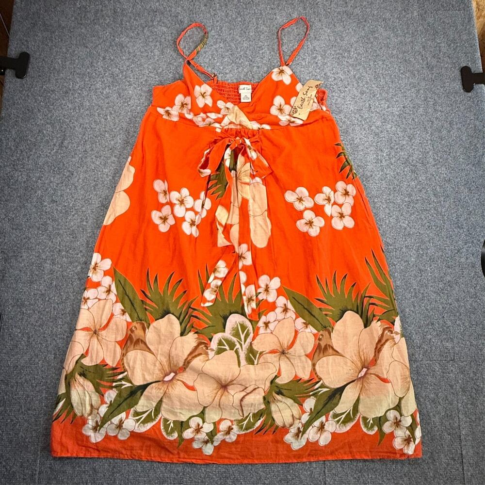 Earth Song Brand New NWT Floral Print Orange Sundress Size 1X